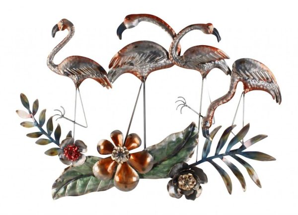 Wanddecoratie metaal Flamingo