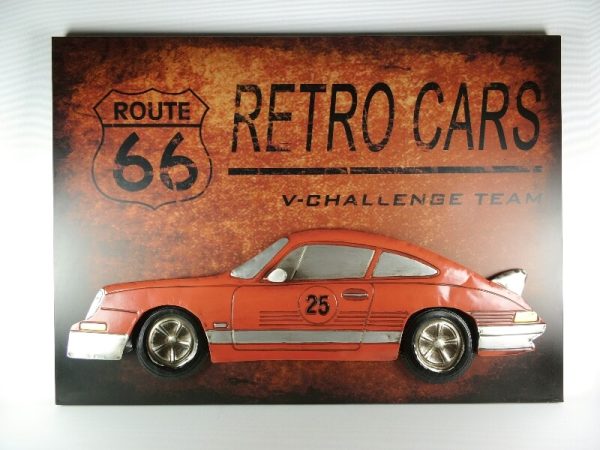 Wanddecoratie metaal oranje Auto